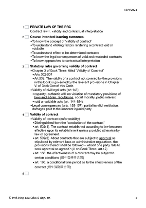 Introduction to PRC Private Law - 30/8/ © Dr Ding, Law School, CityU HK ...