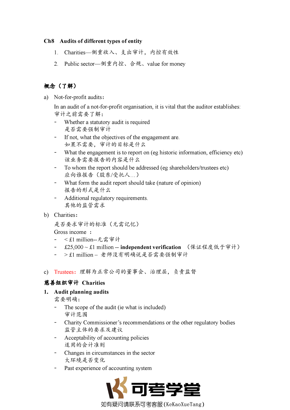 审计讲义Ch8 - Chinese lecture notes - Ch8 Audits of different types of ...