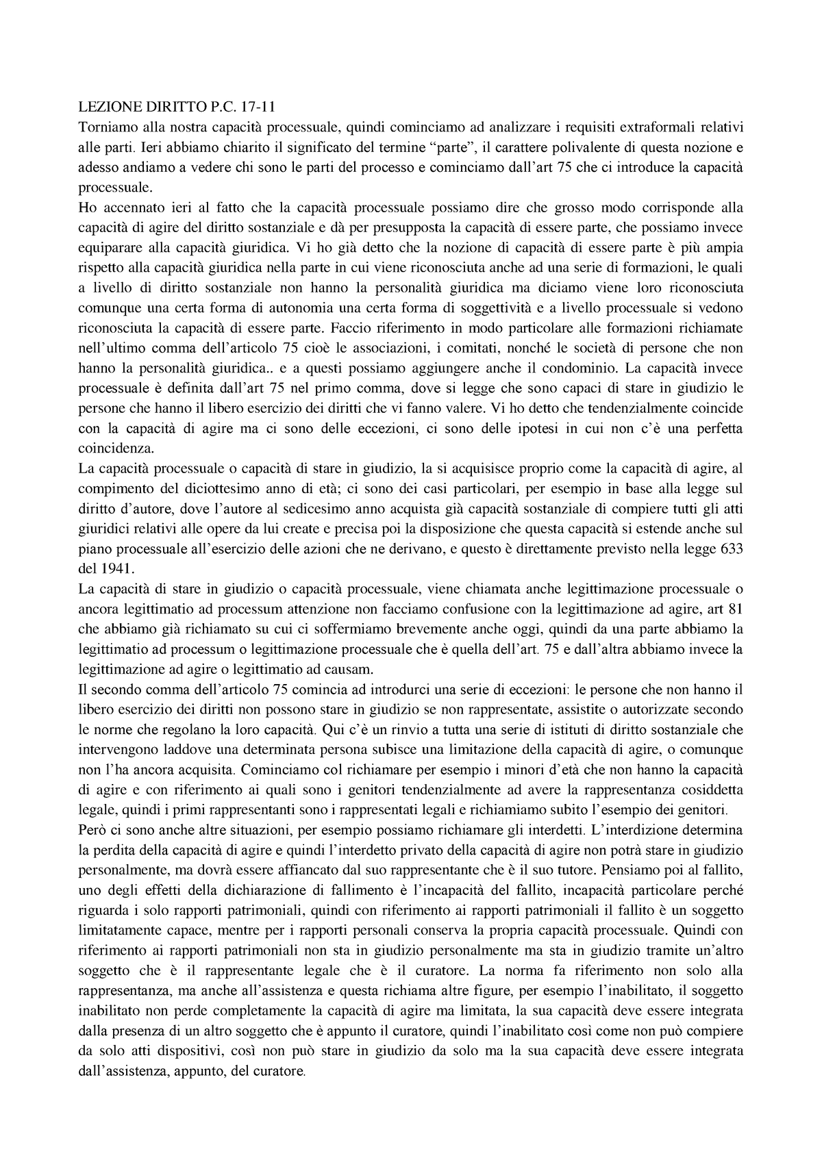 Proc Civile Capacità Proc - LEZIONE DIRITTO P. 17- Torniamo Alla Nostra ...