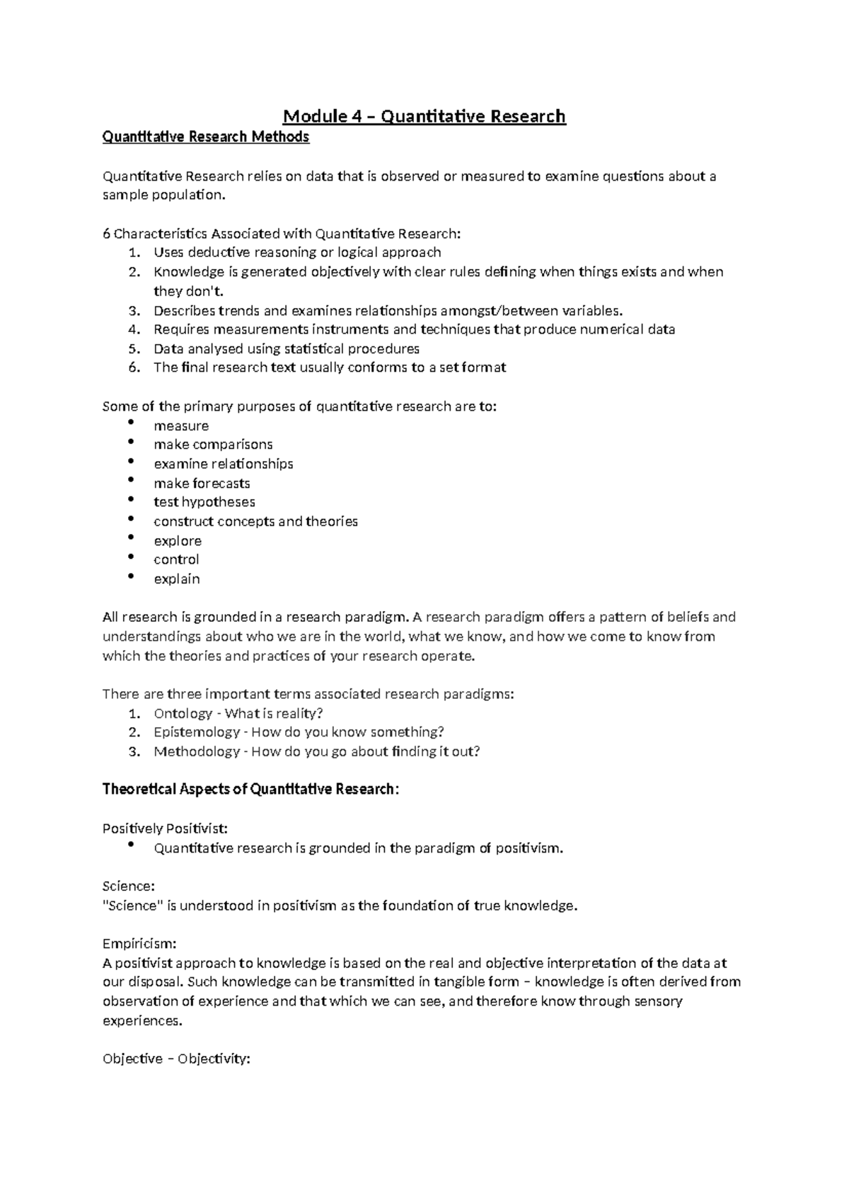 Module 4 - Quantitative Research - Module 4 – Quantitative Research ...