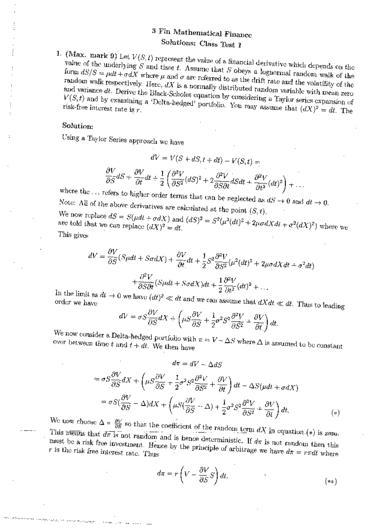 Class Test 1 With Solutions - 06 20444 - Studocu