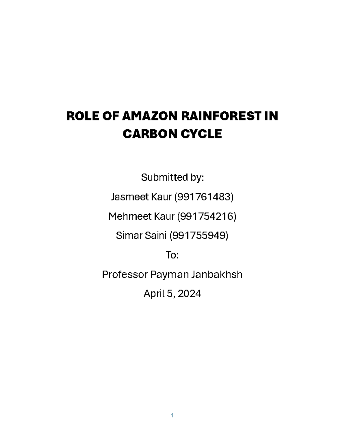 ROLE OF Amazon Rainforest IN Carbon Cycle Report NEW - ROLE OF AMAZON ...