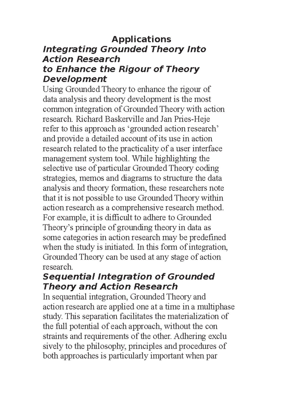 Applications - Applications Integrating Grounded Theory Into Action ...
