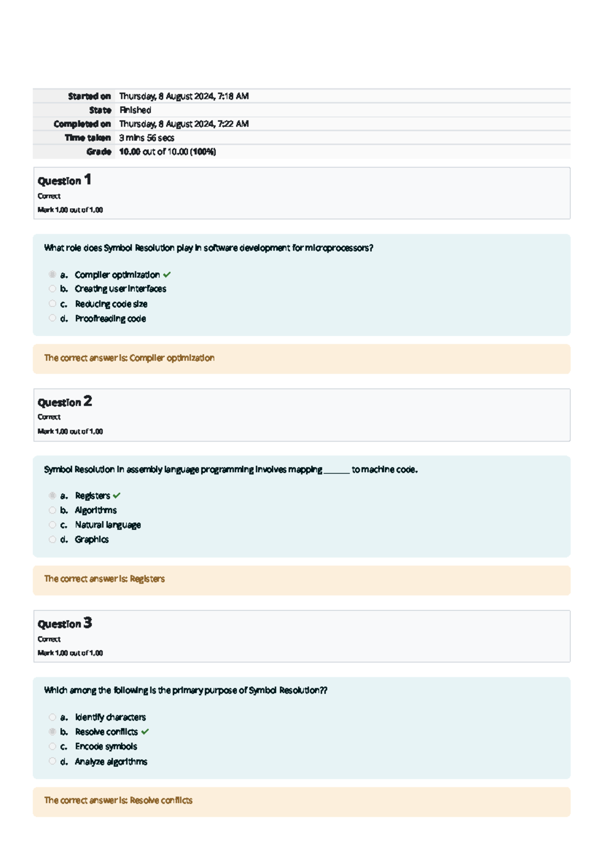 Self-Quiz Unit 8 - Self-Quiz - Started on Thursday, 8 August 2024, 7:18 ...