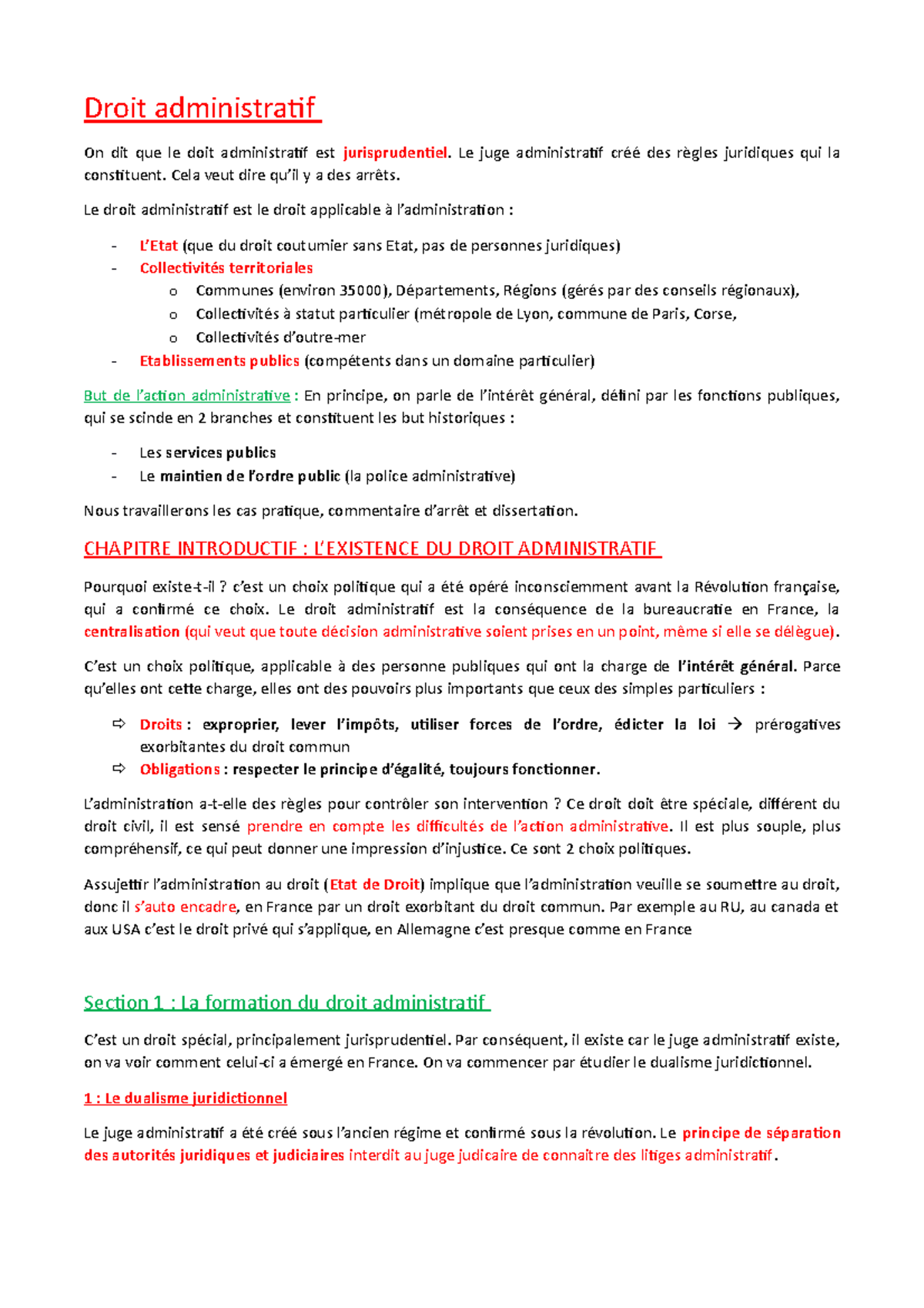 Droit administratif S3 L2 chap intro Droit administratif On dit que