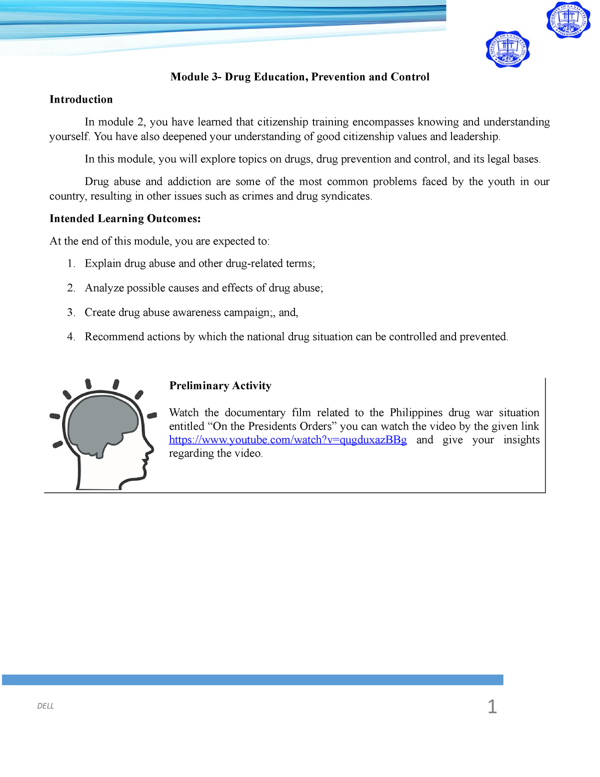 NSTP-Module-3 - NSTP NOTES - Module 3- Drug Education, Prevention And ...