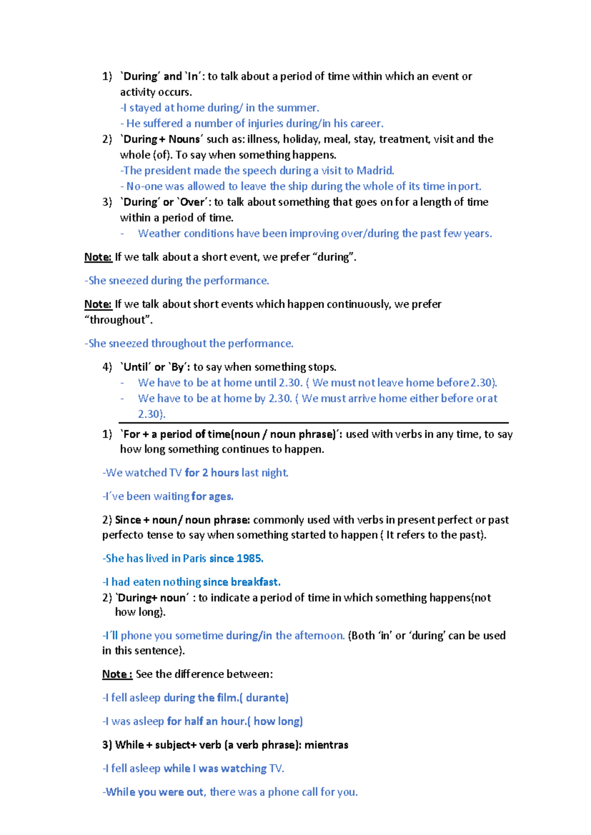 Adverbs prepositions of time - During ́ and In ́: to talk about a ...