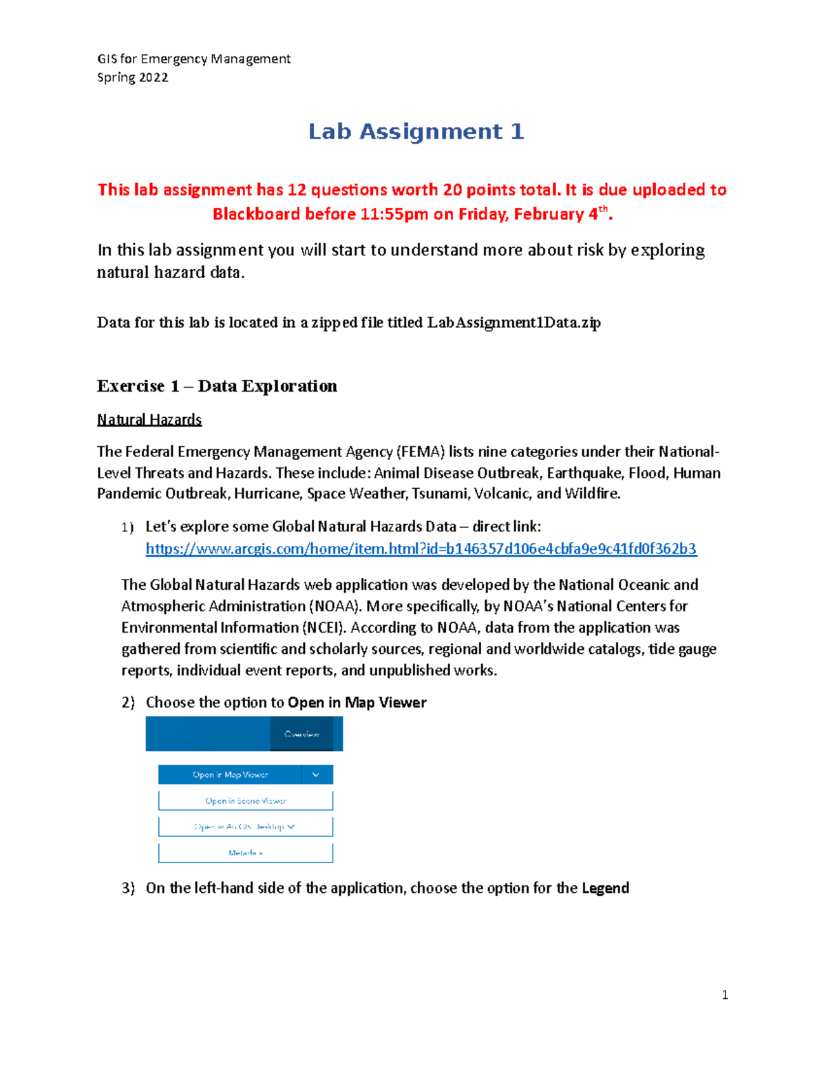 Lab Assignment 1 - Spring 2022 Lab Assignment 1 This lab assignment has ...