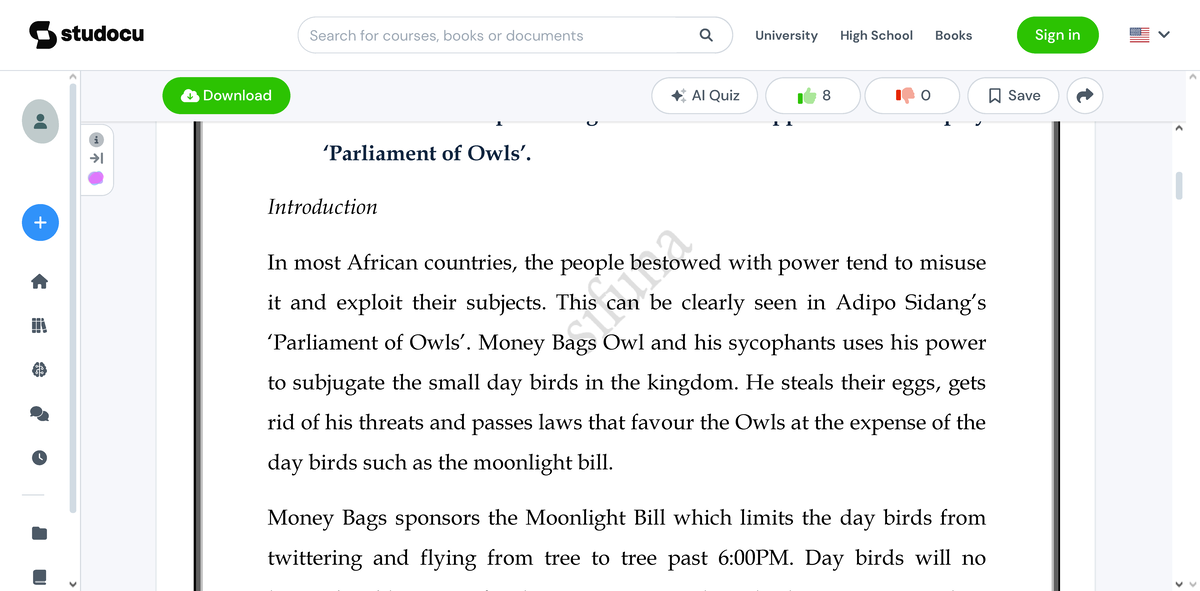 Parliament of owls essays and answers 0718055483 - Parliament OF OWLS ...