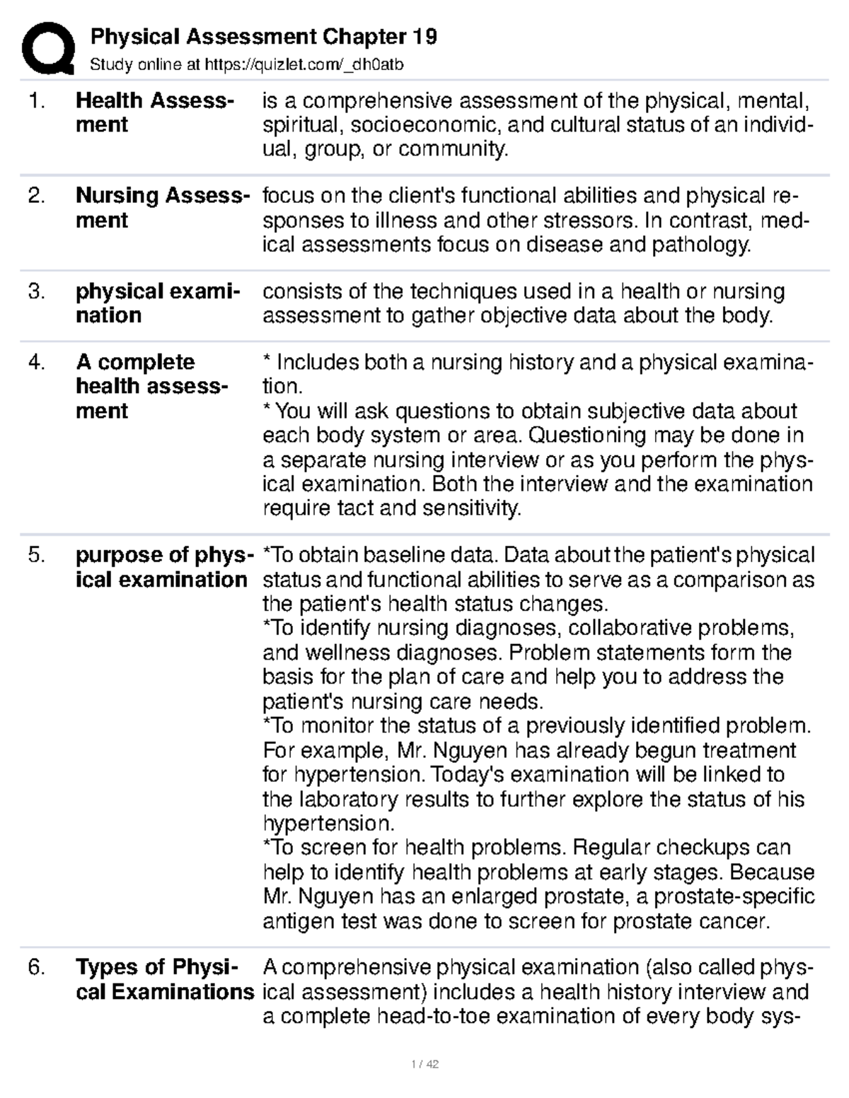 assignment 19 test physical health