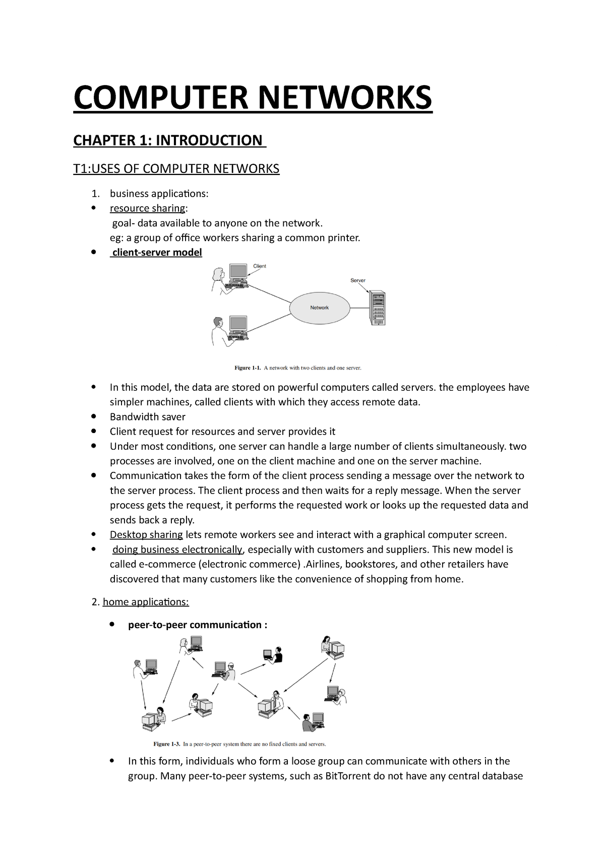 Computer Networks - IT'S A SUMMARY OF MODULE 1 CHAPTER 1. - COMPUTER ...