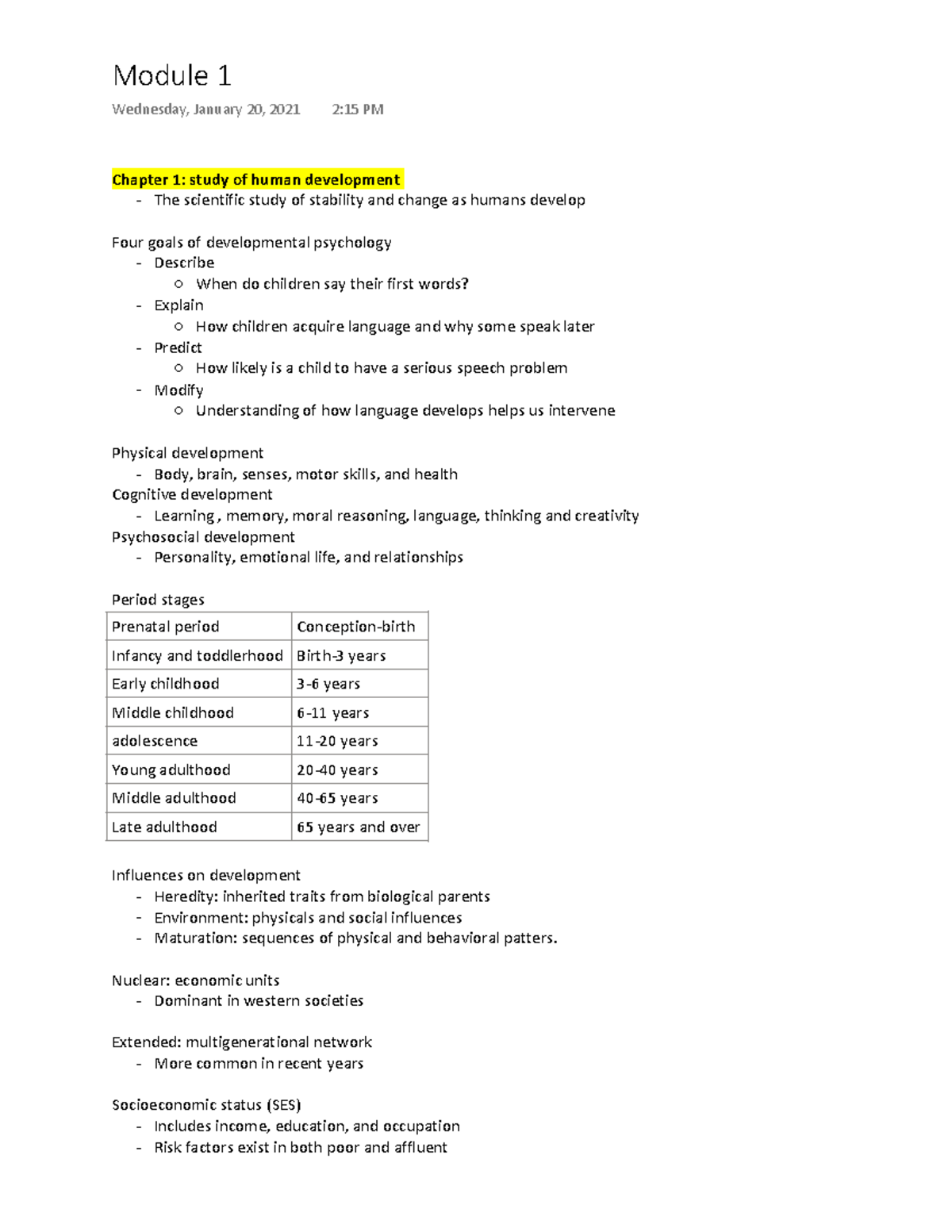 Module 1 - HDFS Notes - Chapter 1: Study Of Human Development The ...