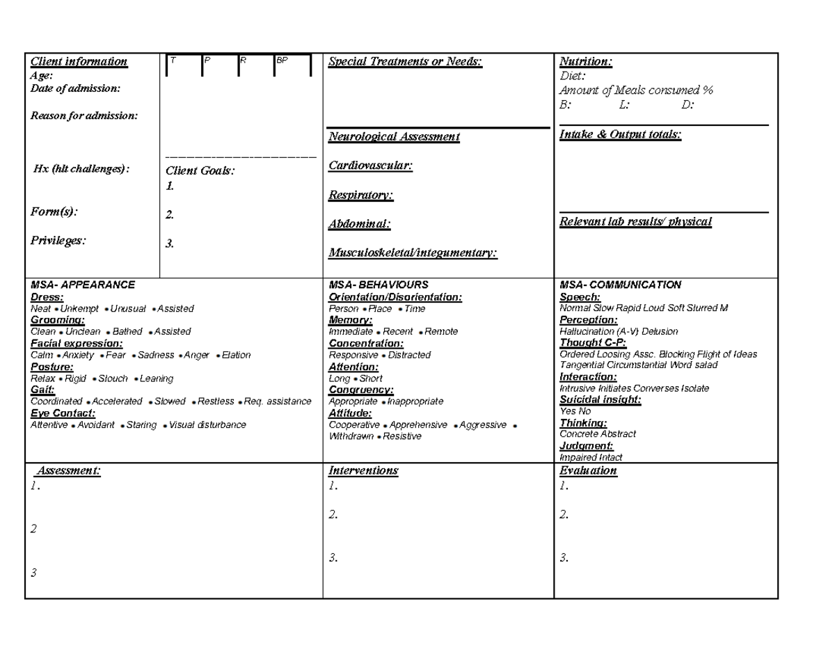 Worksheet example #2 - notes - Client information Age: Date of ...