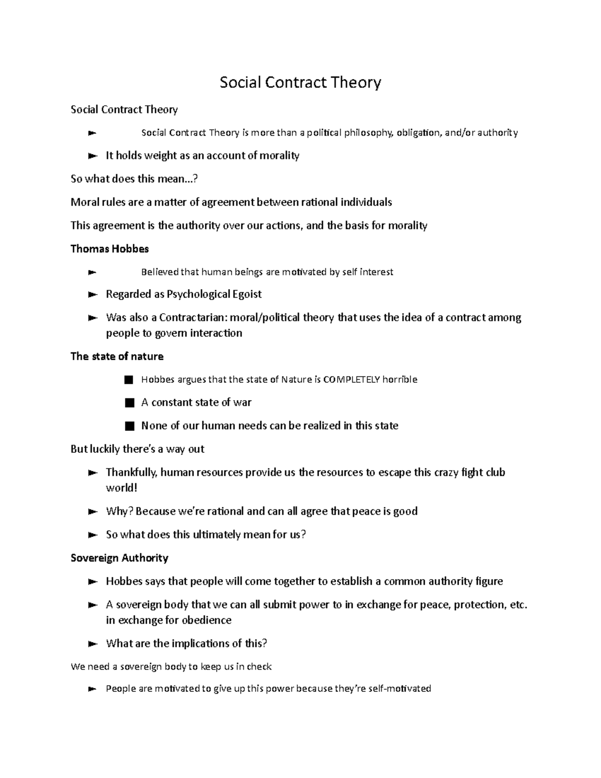 Social Contract Theory - ..? Moral rules are a matter of agreement ...