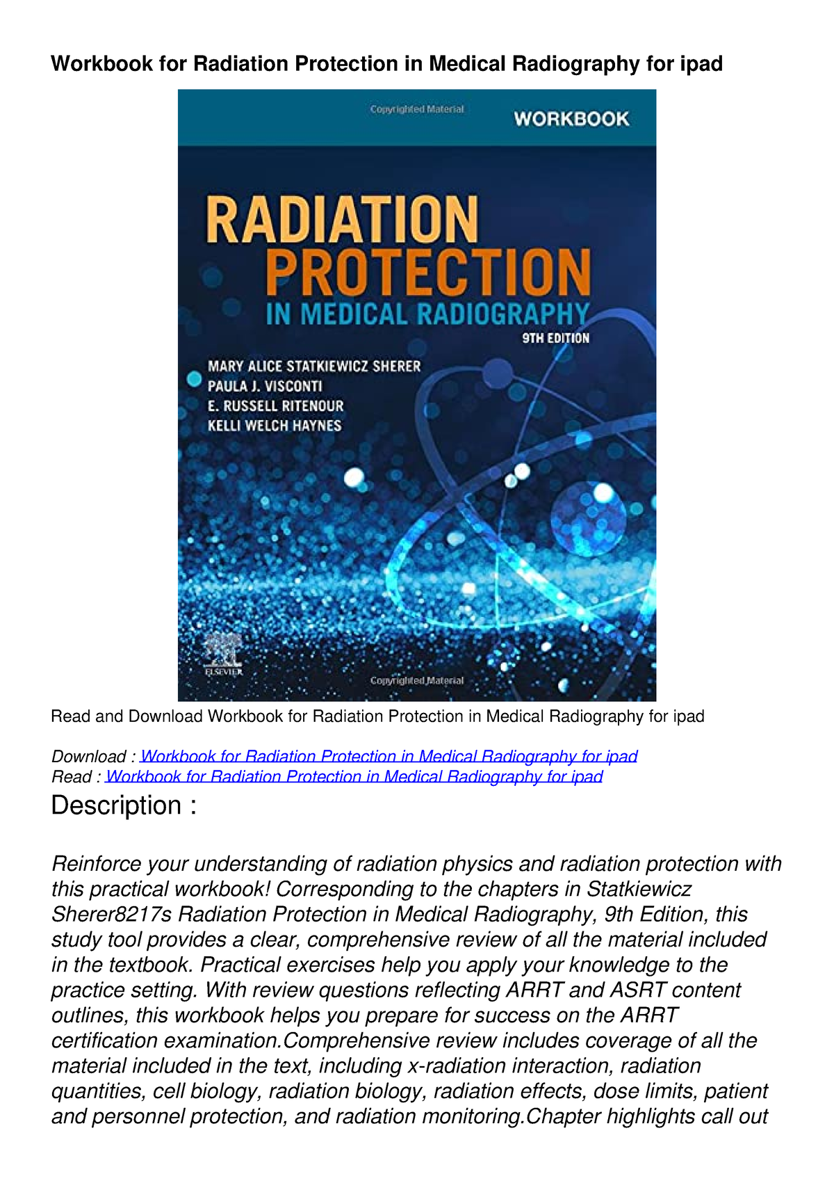 EPUB Workbook For Radiation Protection In Medical Radiography For Ipad ...