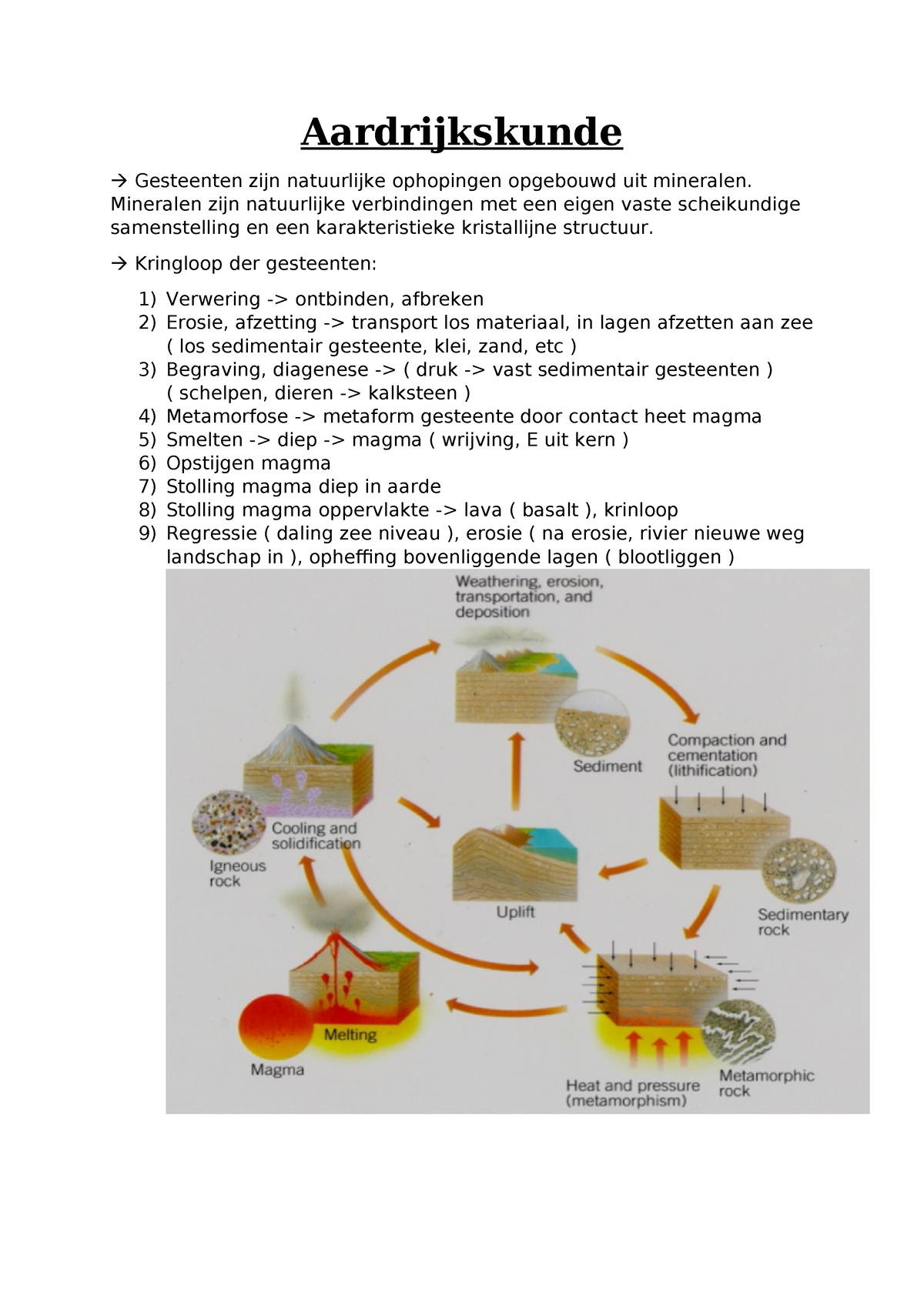Gesteentecyclus P Aardrijkskunde Gesteenten Zijn Natuurlijke Ophopingen Opgebouwd Uit