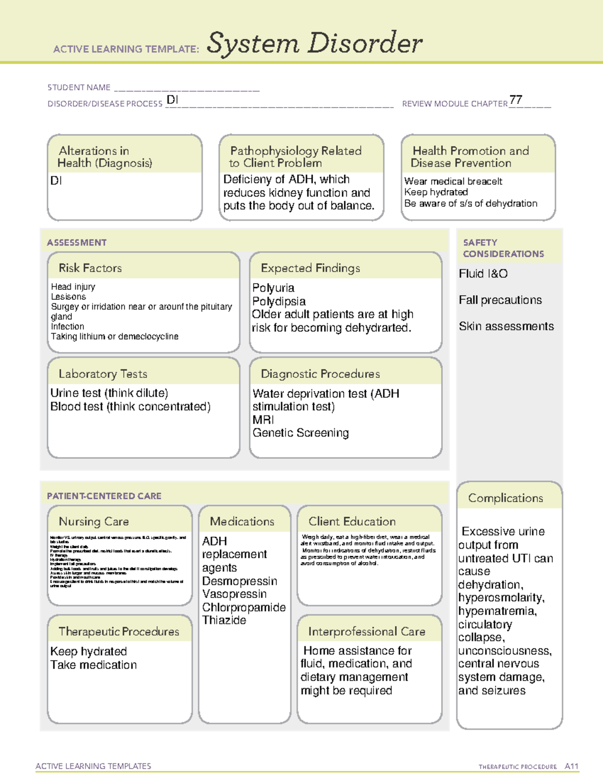 DI 1 - Nursing homework for system disorders. This will help. - NUR4165 ...