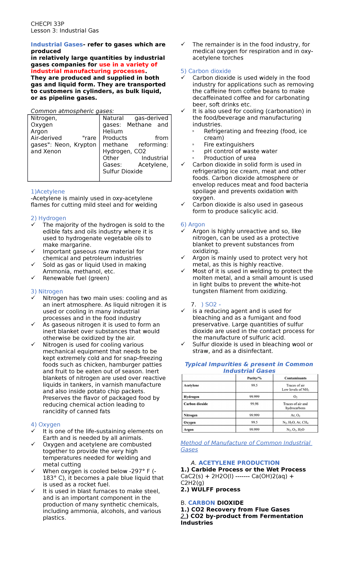 Industrial Gases Lesson 3 Industrial Gas Industrial Gases refer to