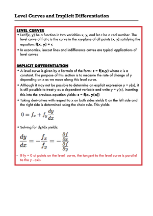 Level Curves And Implicit Differentiation Studocu