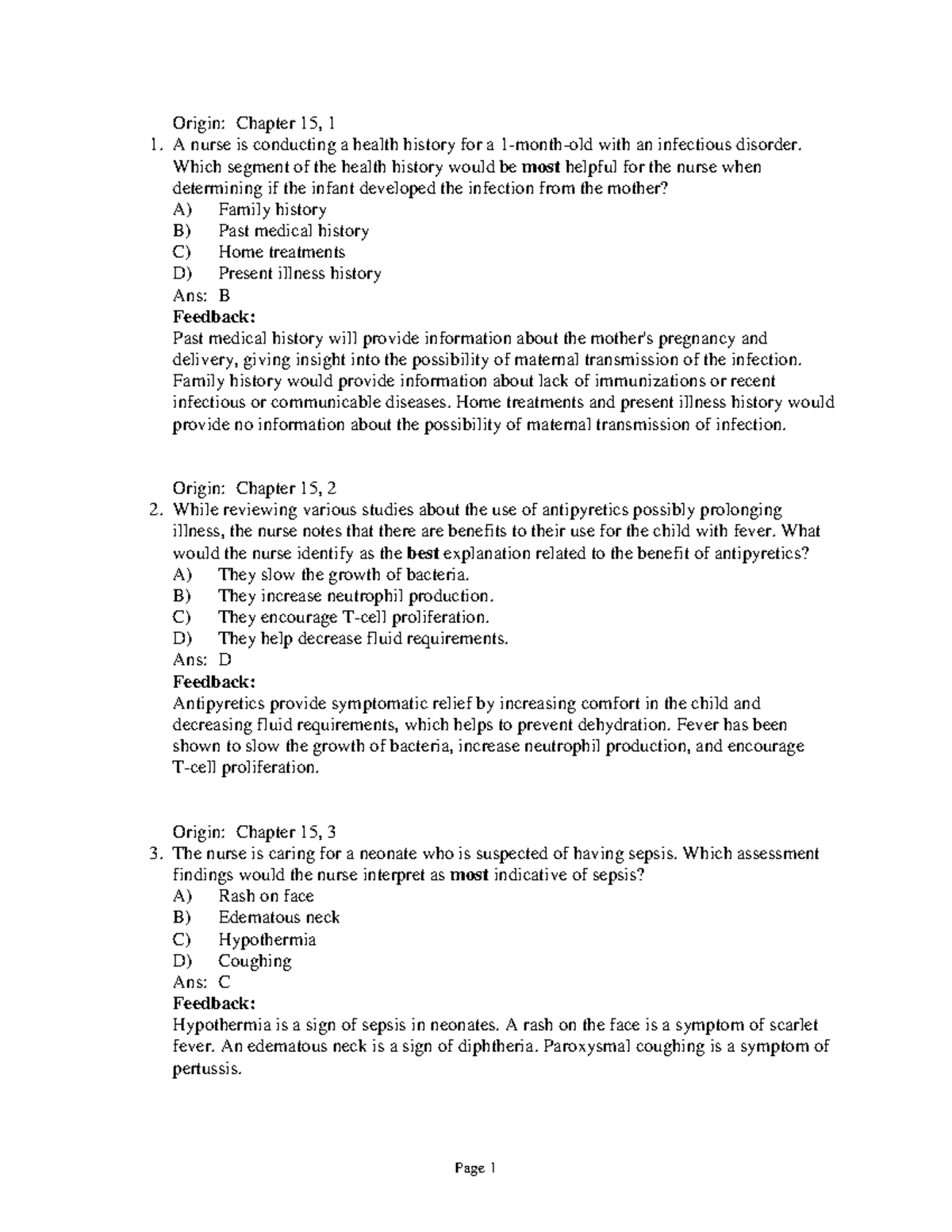 Chapter 15 Copy test A nurse is conducting a health history for a