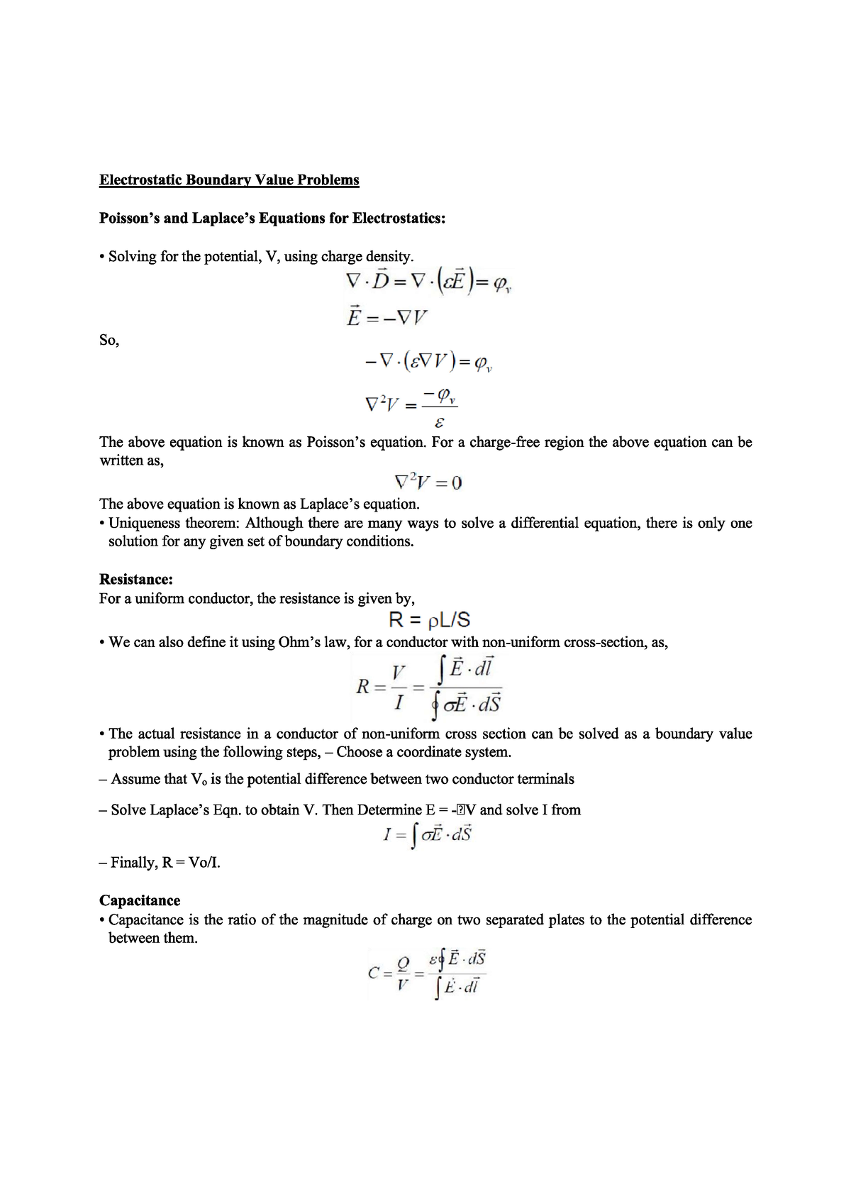 Poisson’s and Laplace’s Equations for Electrostatics - Electrical ...