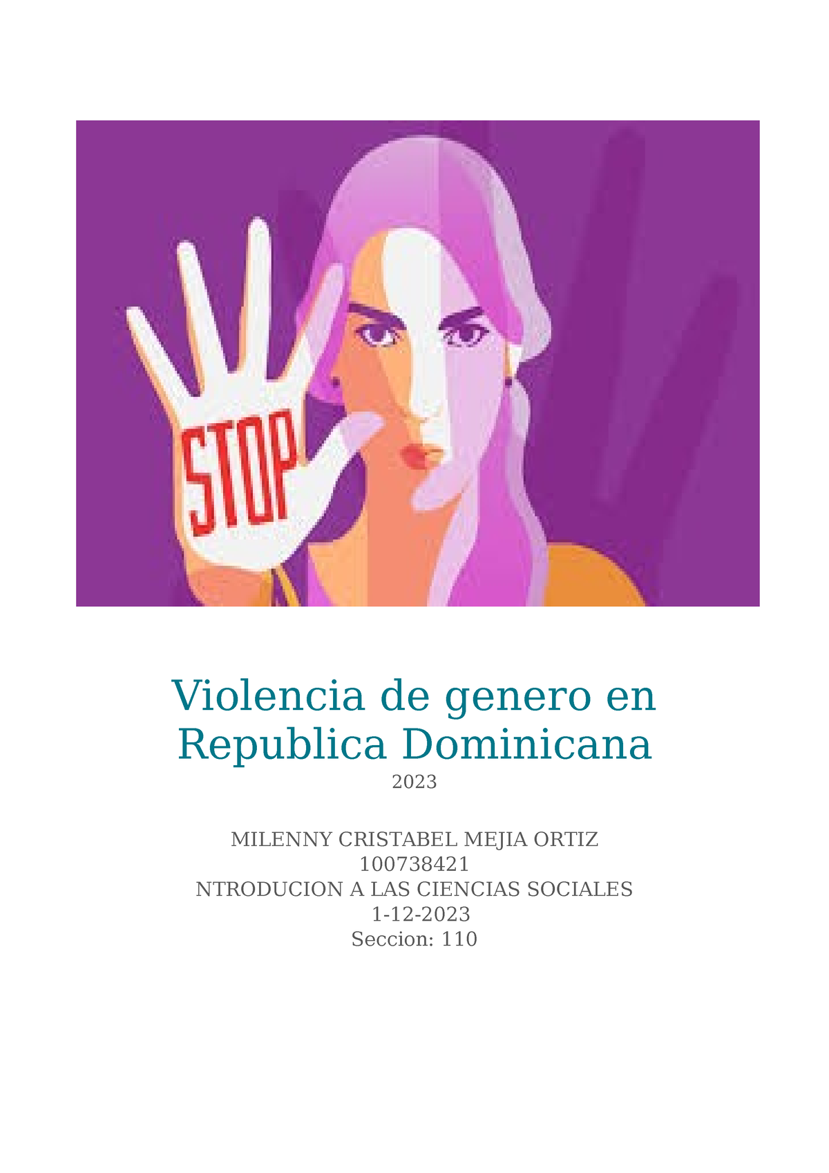 Informe Sobre La Violencia De Genero Violencia De Genero En Republica Dominicana 2023 Milenny 7121