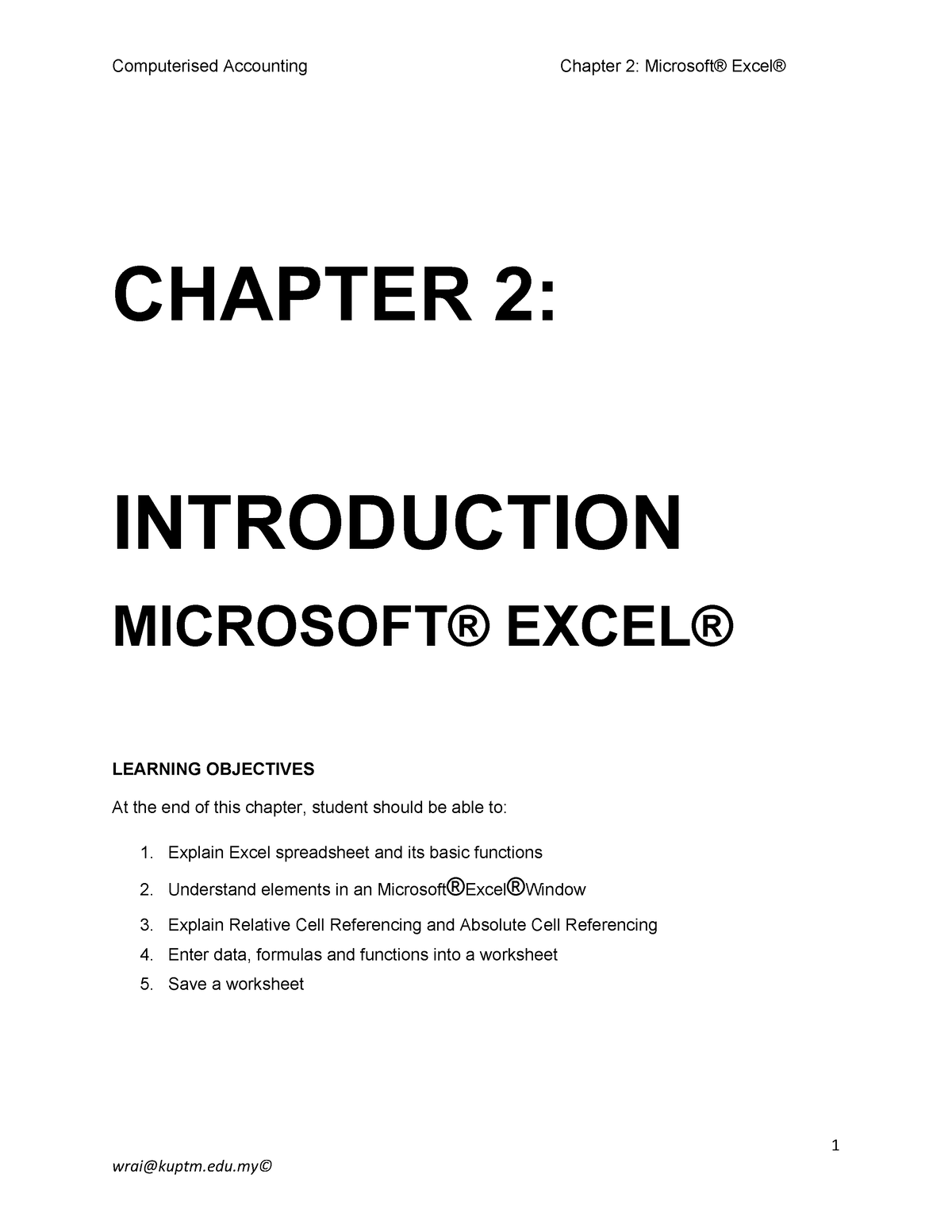 excel chapter 2 critical thinking