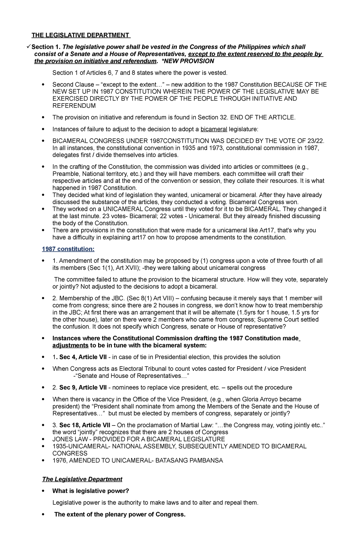 Art6 THE Legislative Department - THE LEGISLATIVE DEPARTMENT Section 1 ...