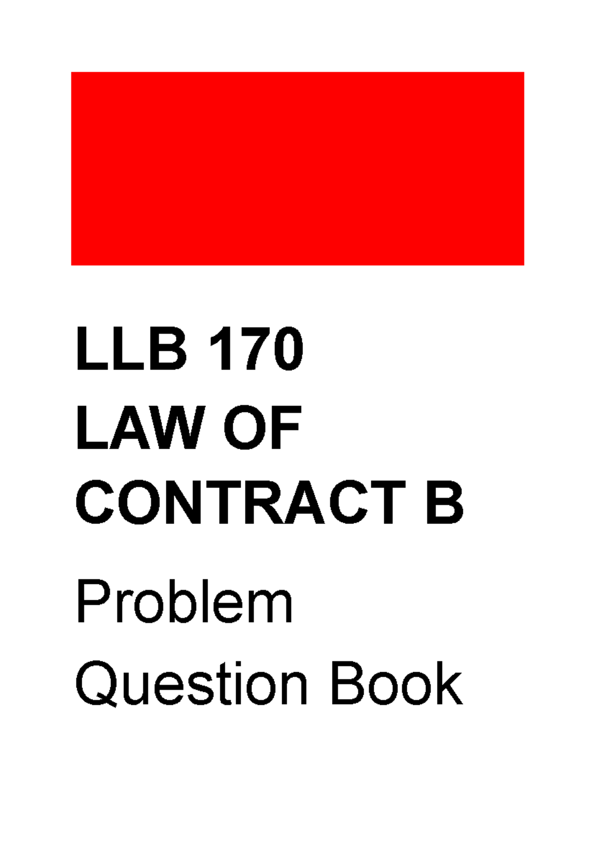 LLB-170-Notes - Summary Law of Contract B - LLB 170 LAW OF CONTRACT B ...