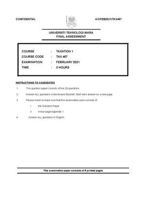 TAX467 2021 Feb - past year questions for tax 467 2021 - UNIVERSITI ...