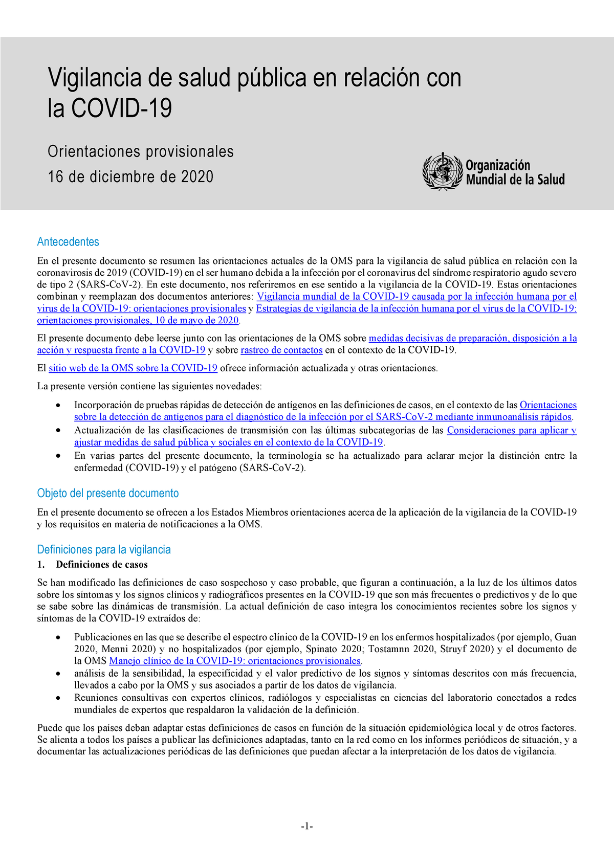 WHO 2019-n Co V Surveillance Guidance 2020 - Vigilancia De Salud ...