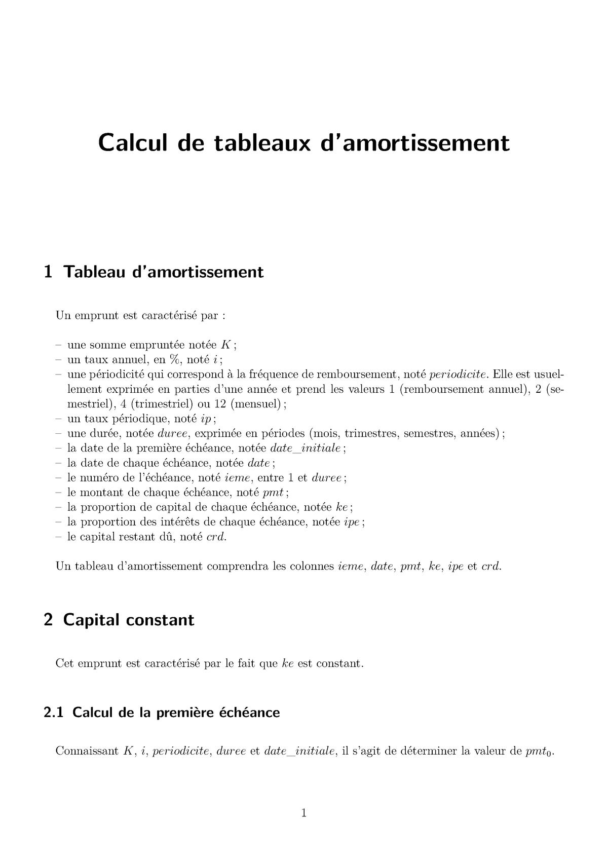 Calcul De Tableaux D Amortissement - Calcul De Tableaux D’amortissement ...