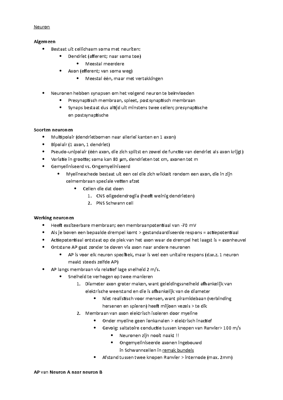 College-aantekeningen, Van Mens Tot Cel, College 6- 7 - Neuron Algemeen ...