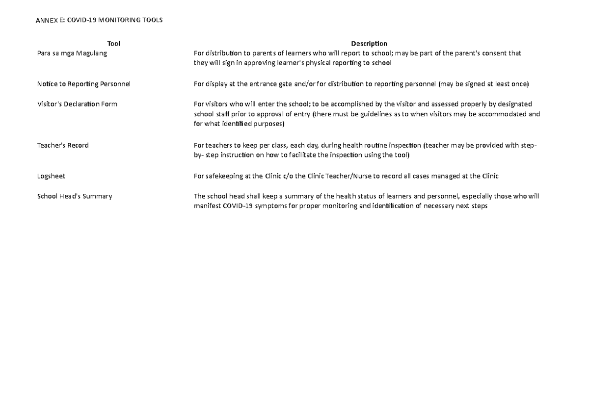 Soda PDF converted Annex E Covid 19 Monitoring Tools V3 Final 09 23