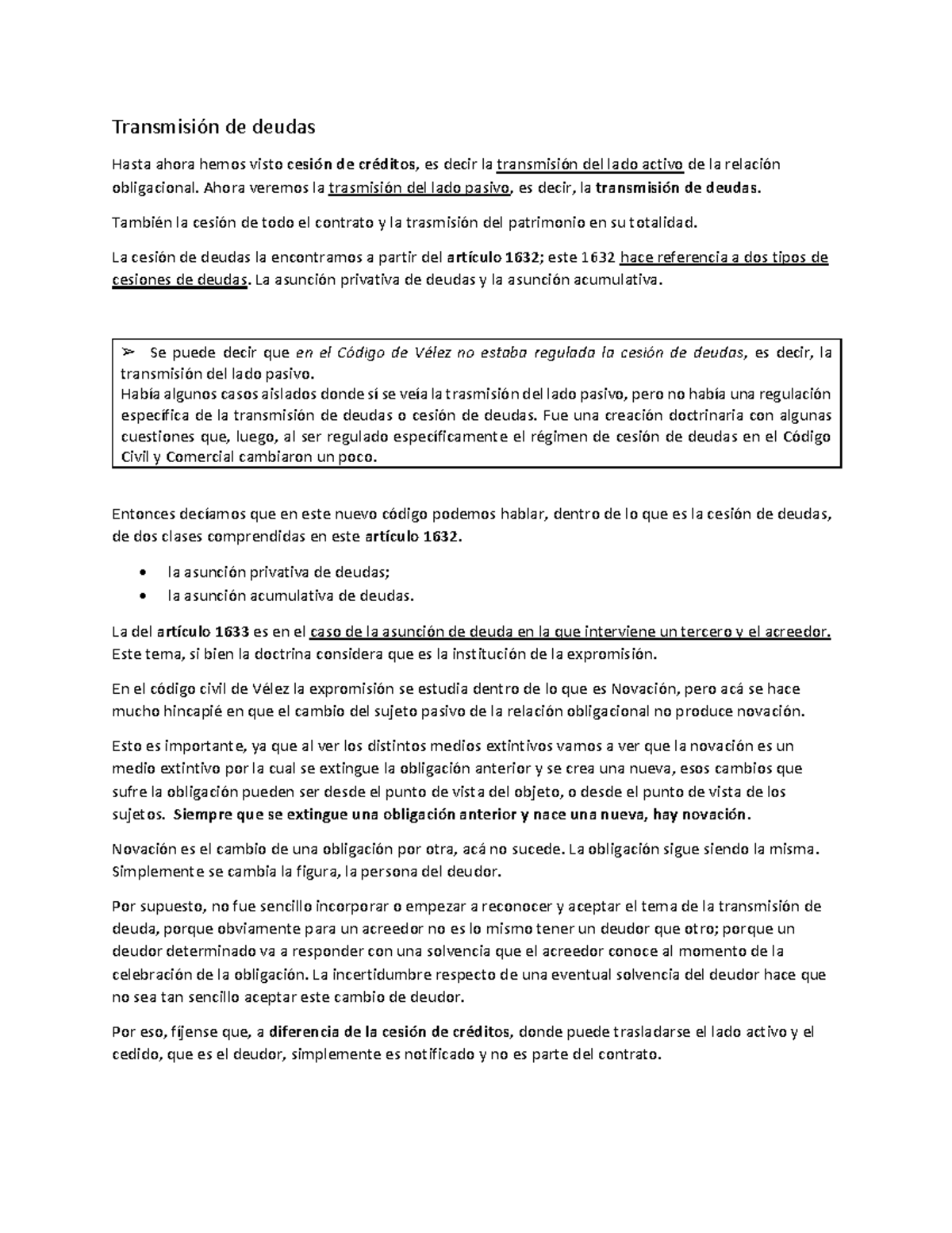 Clase de Cesion De Deudas Contrato - Transmisión de deudas Hasta ahora  hemos visto cesión de - Studocu