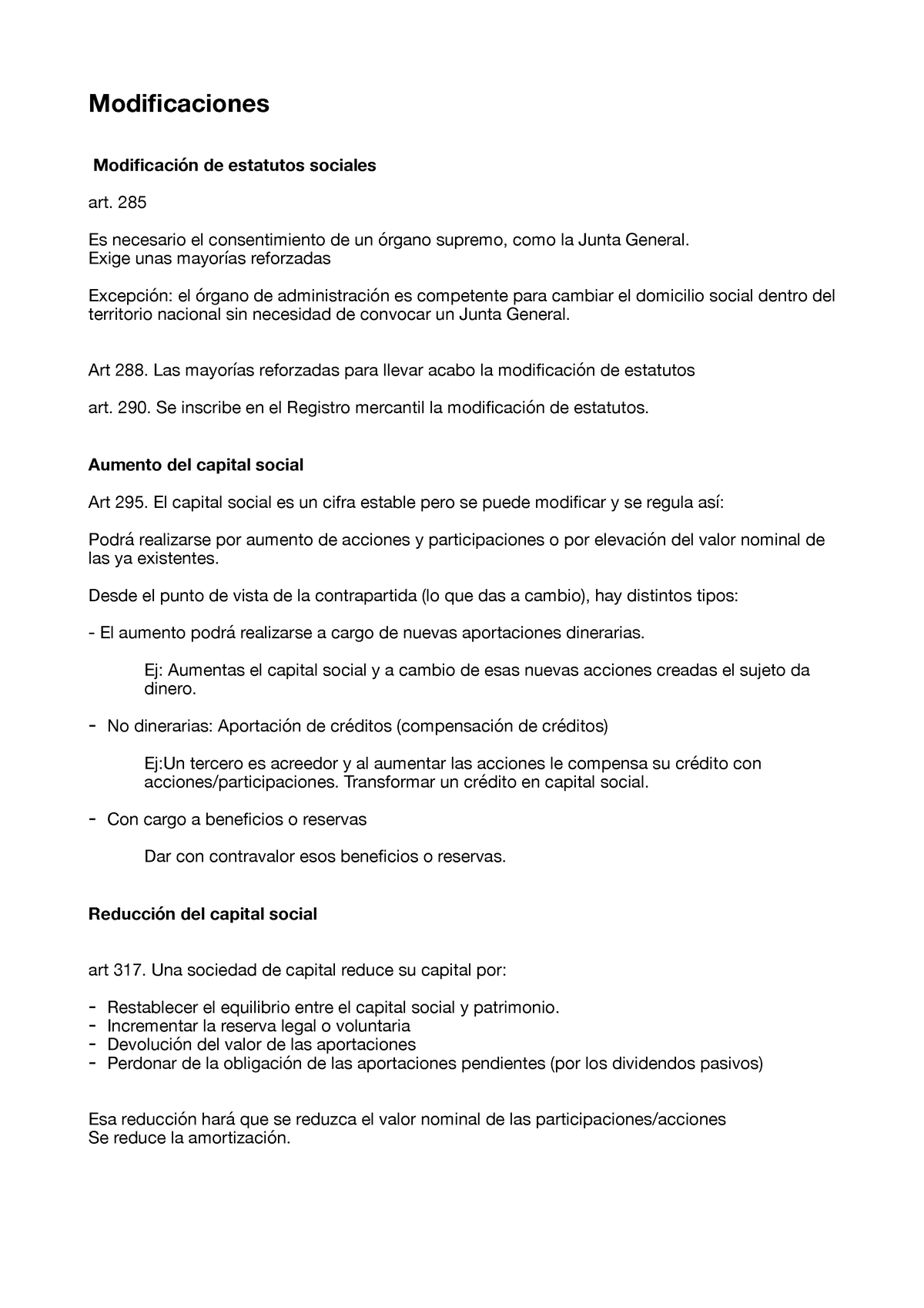 Derecho Bloque 3 Y 4 - Modificaciones Modificación De Estatutos ...