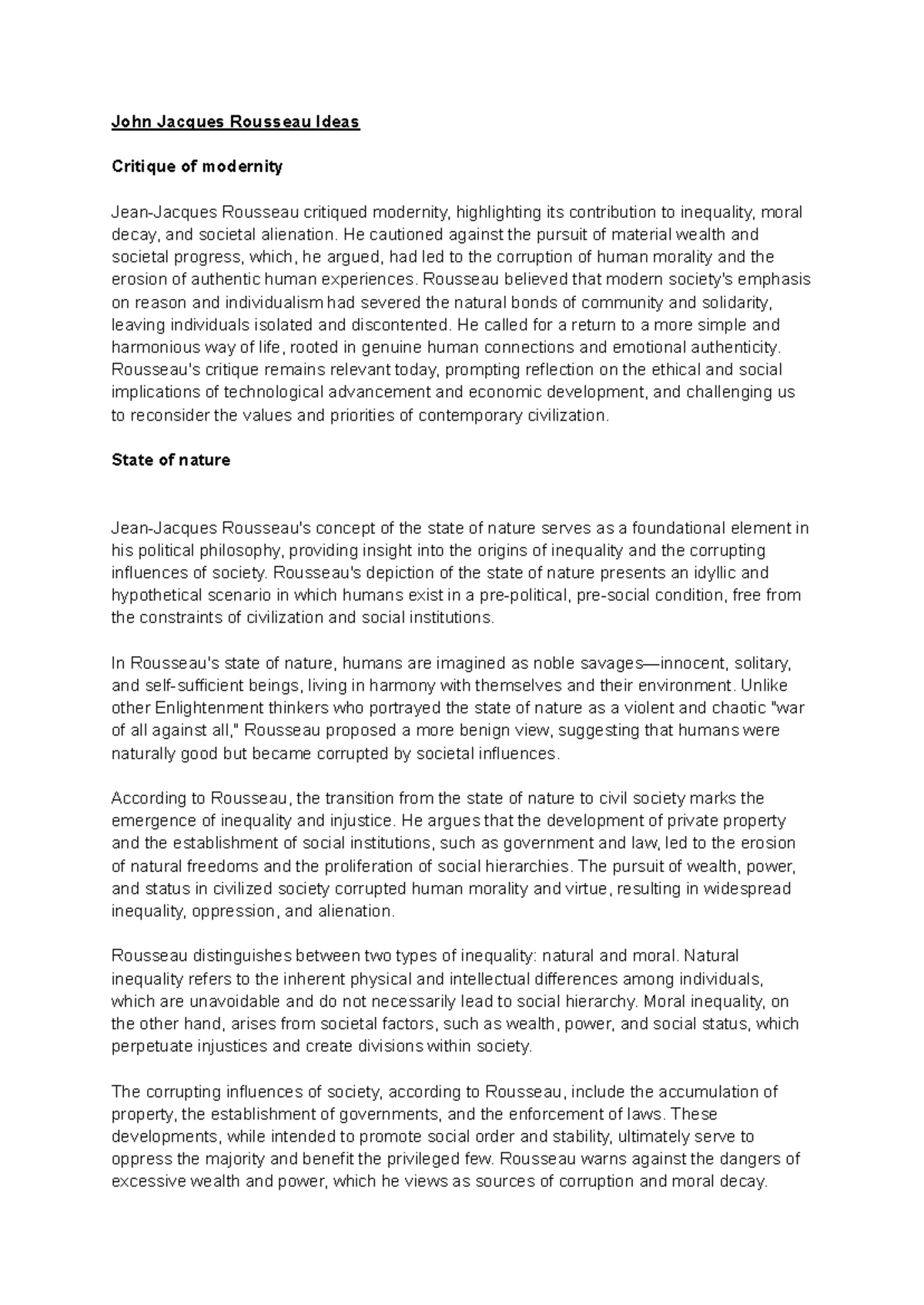 John jacques roussaeu - John Jacques Rousseau Ideas Critique of ...