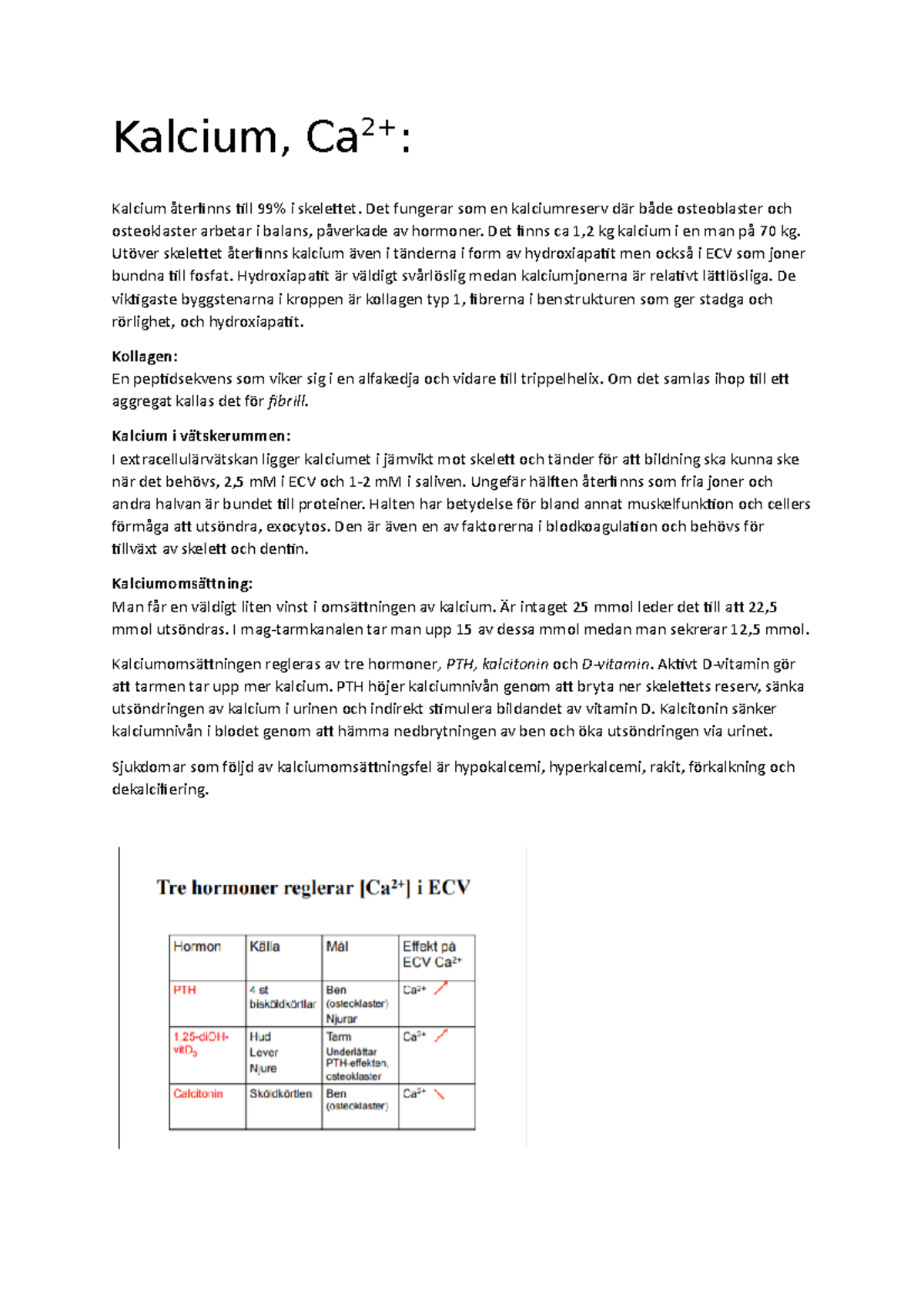 Kalcium Sammanfattning Människokroppens kemi Kalcium, Kalcium till