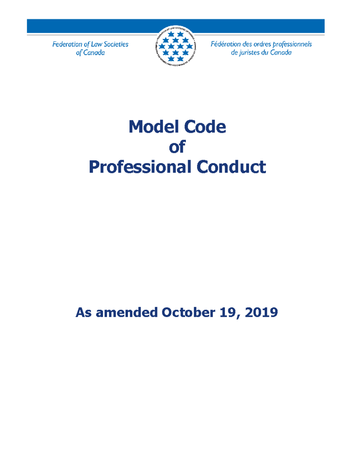 Model Code October 2019 - i Model Code of Professional Conduct As ...