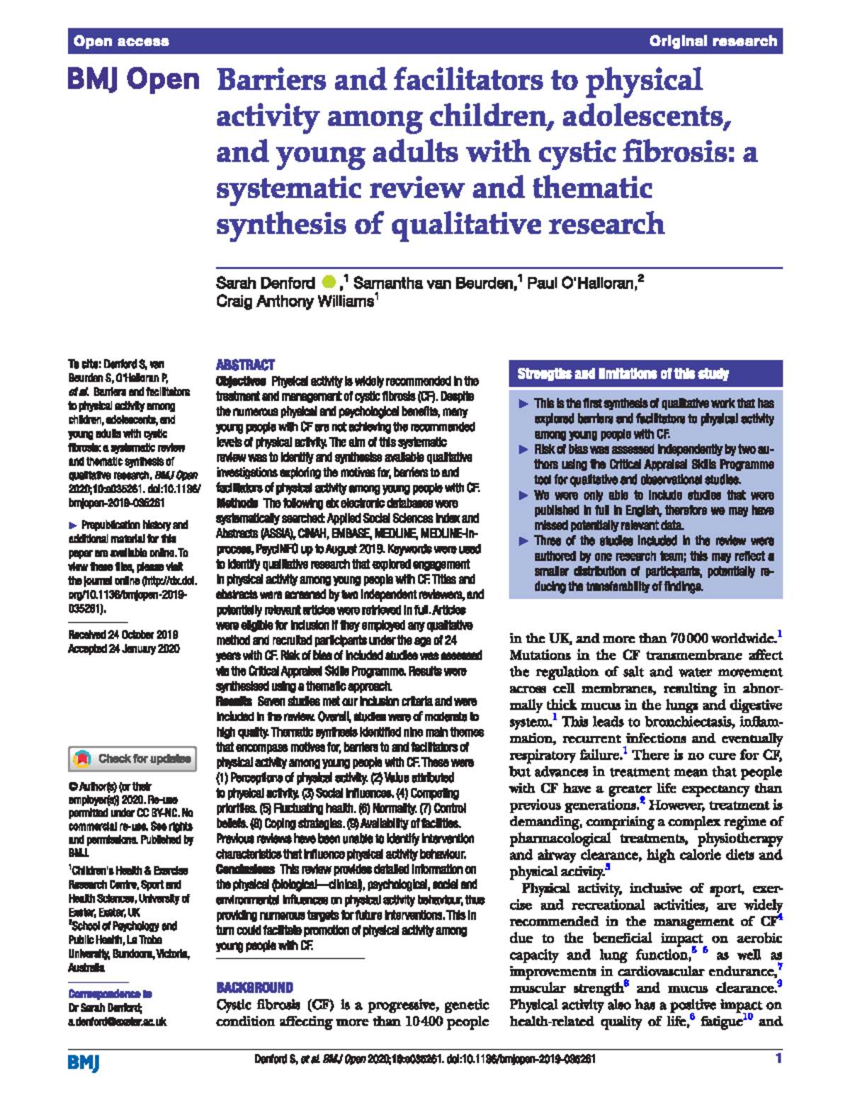 BMJ Barriers AND Facilitators TO Physical Activity Amoung Children ...