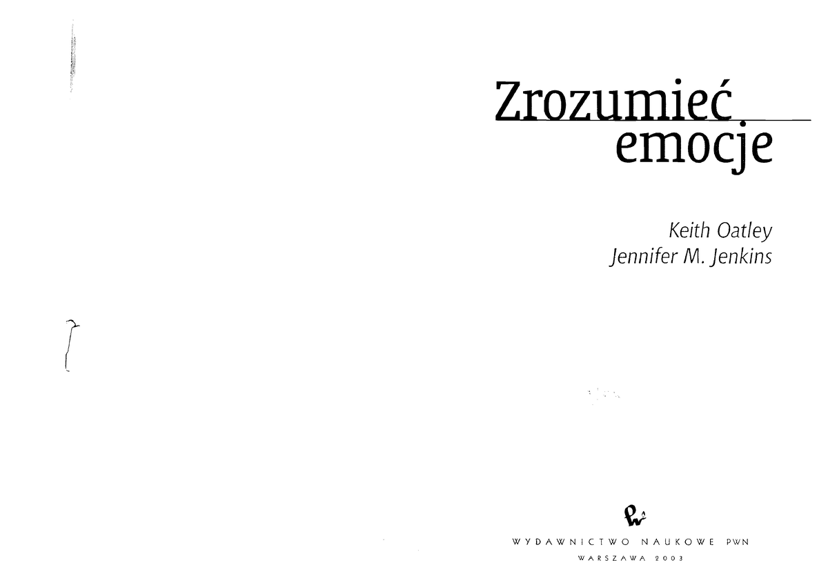 Jenkins J, Oatley K. - Zrozumieć emocje - Psychologia - UniWarszawski ...