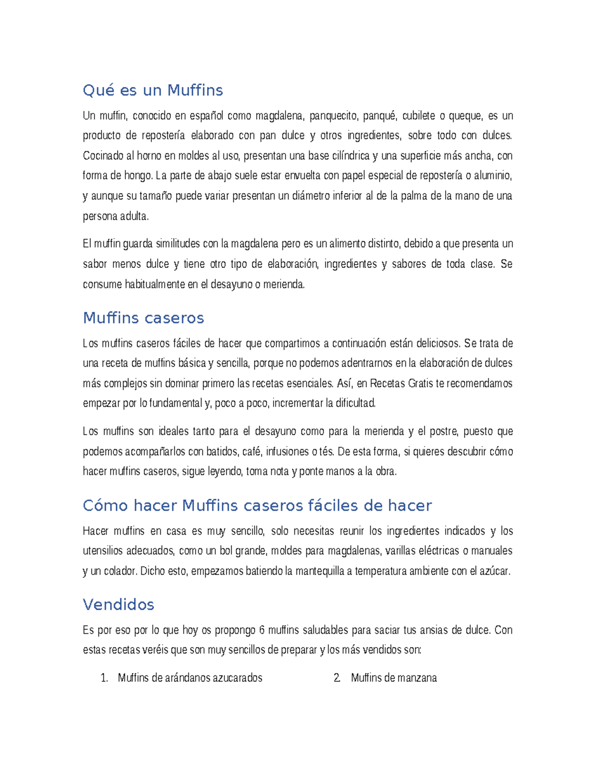 Proyecto 4 Resumen Qué es un Muffins Un muffin, conocido en español