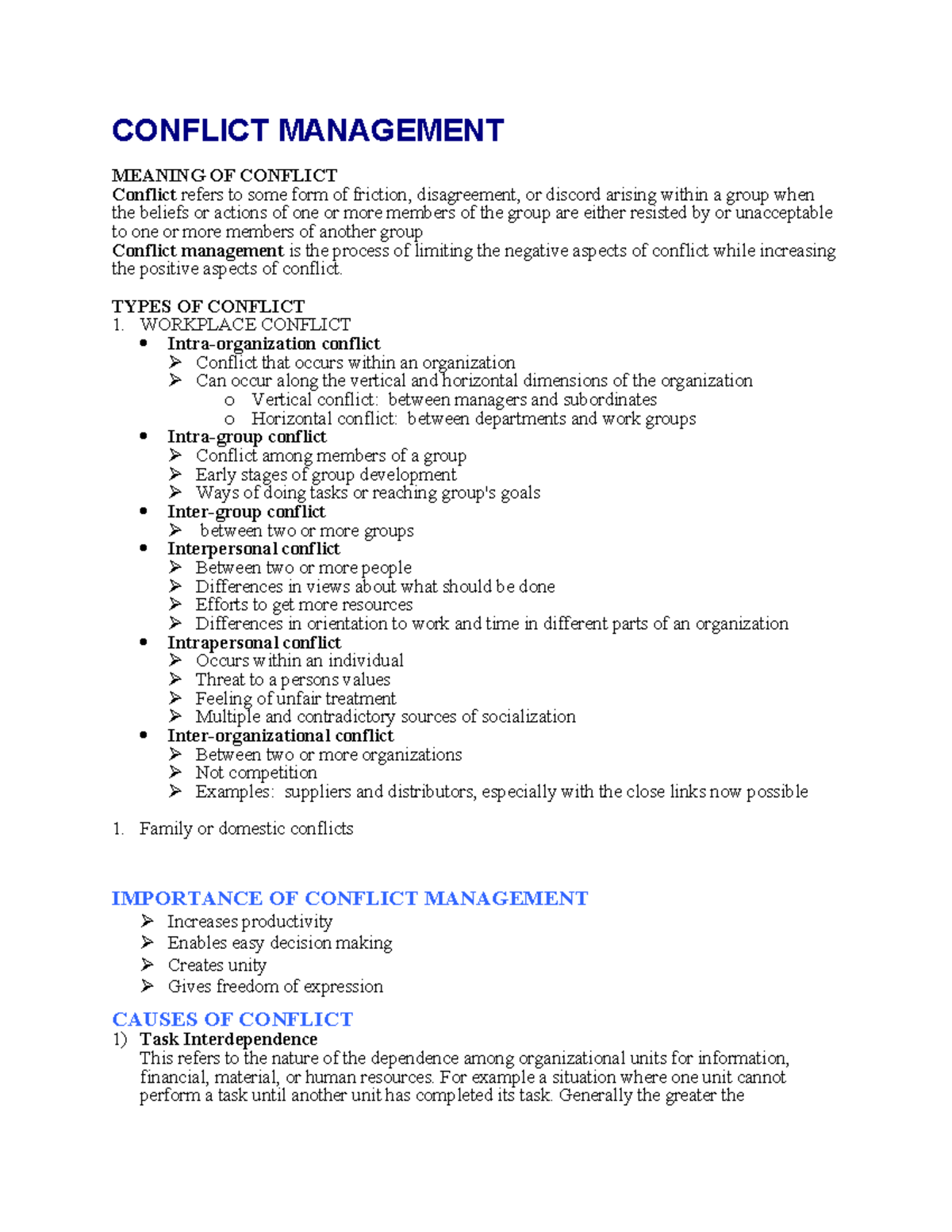 Topic NINE Conflict Management (1) - CONFLICT MANAGEMENT MEANING OF ...