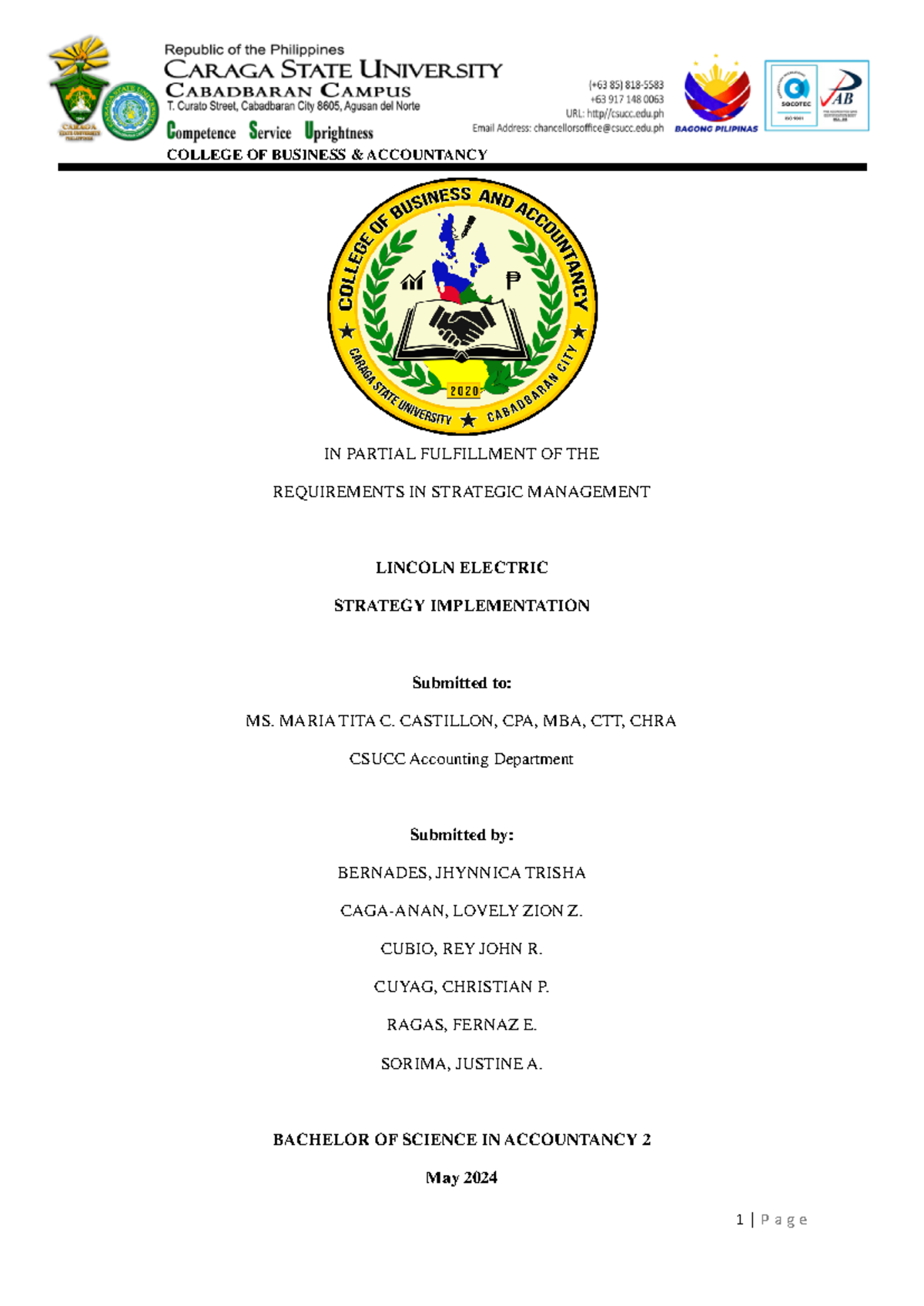 Final Strategic PLAN IN PARTIAL FULFILLMENT OF THE REQUIREMENTS IN