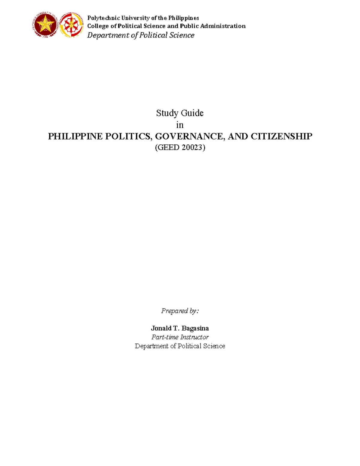 PHL Politics Governance AND Citizenship - College of Political Science ...