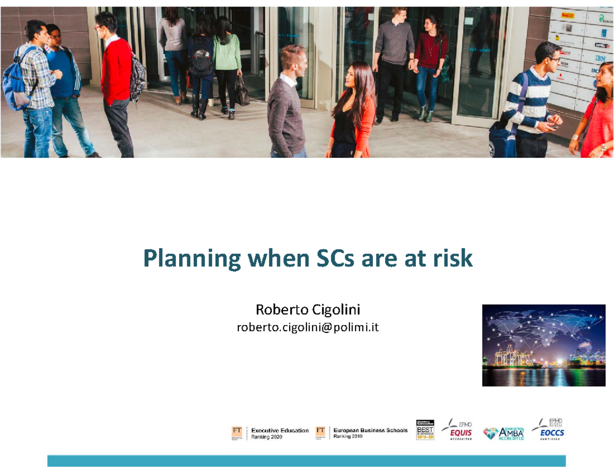 L5 - SCM-17-SCRM RC - Planning when SCs are at risk - Planning when SCs ...