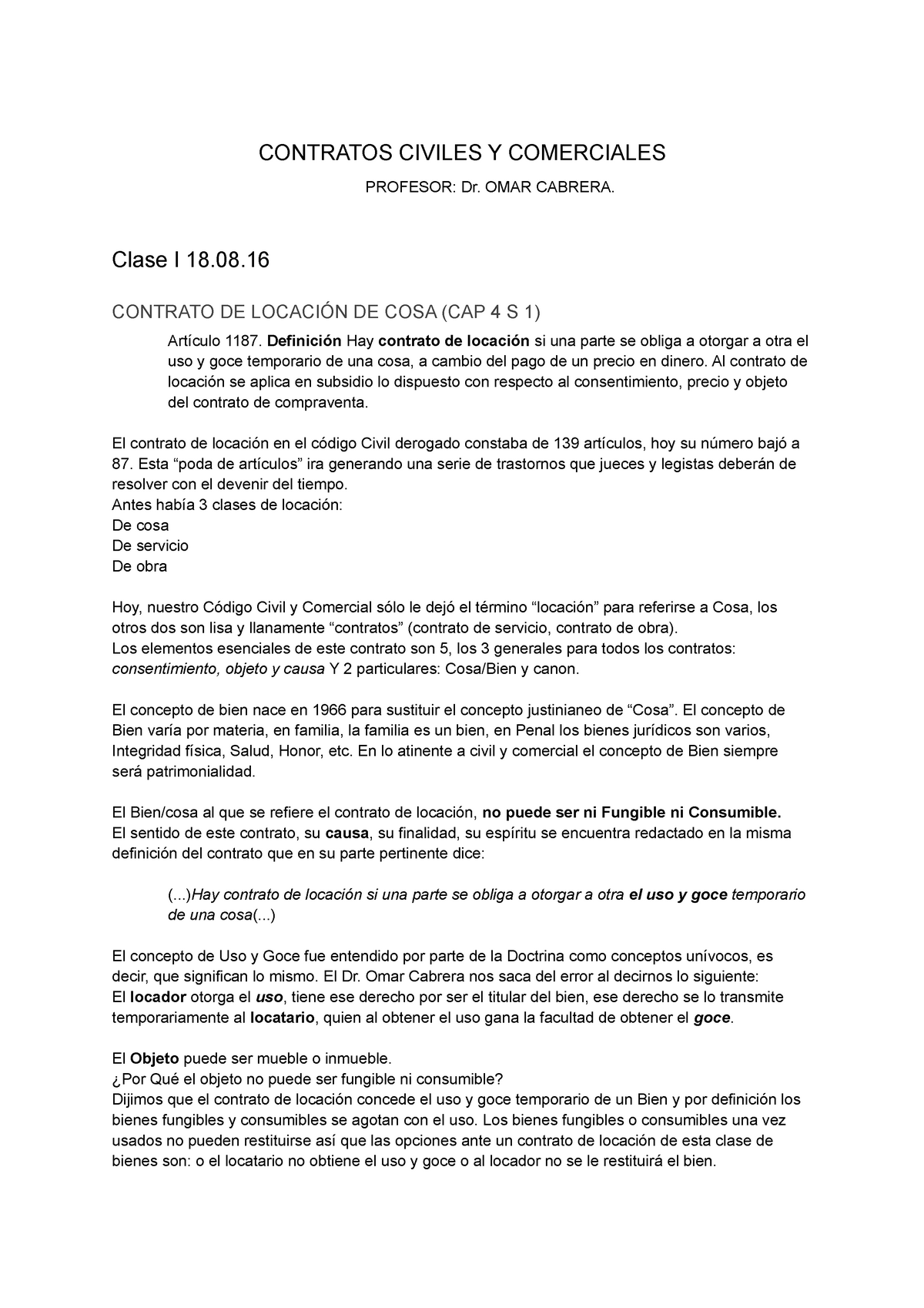 Apuntes Cabrera Contratos Civiles Y Comerciales Contratos Civiles Y Comerciales Profesor Dr 1342