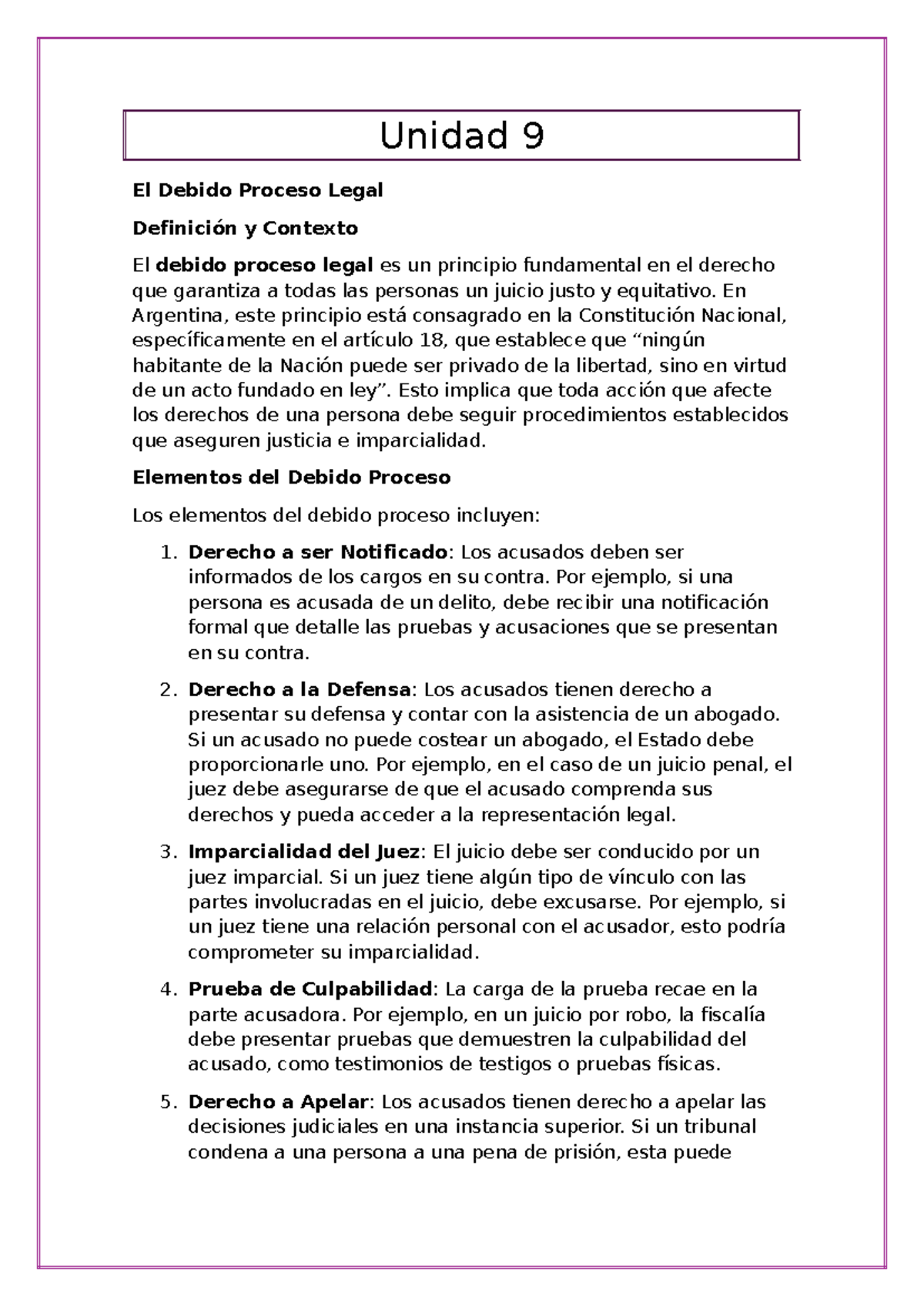 Unidad 9 el debido proceso - Unidad 9 El Debido Proceso Legal ...