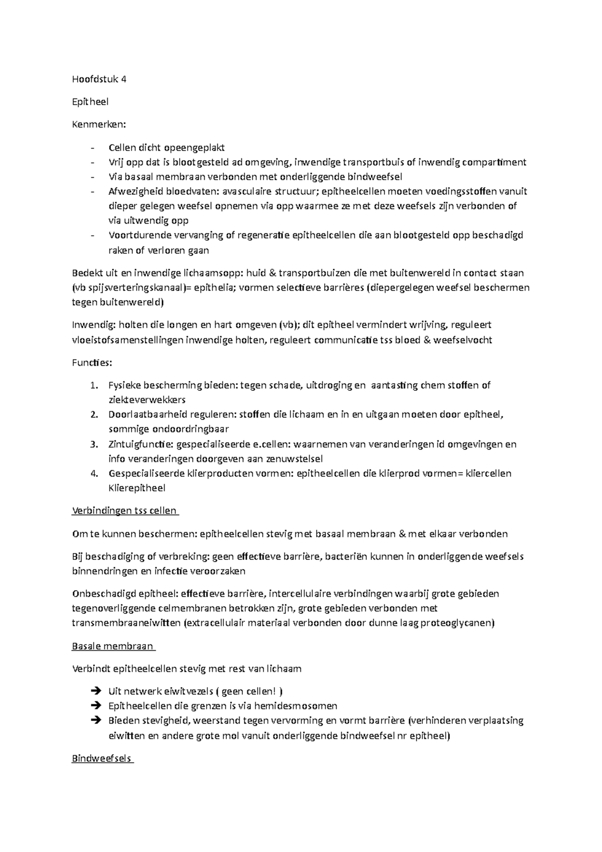 H4 - Samenvatting Hoofdstuk 4 Met Nodige Keypoints - Anatomie 1 - Vives ...