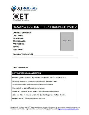 PART B C - Oet reading - OETMATERIALS For OET 2,0 Preparation to Get ...